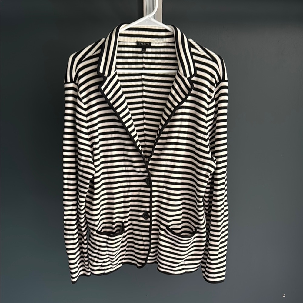 Talbots Monochrome Striped Blazer